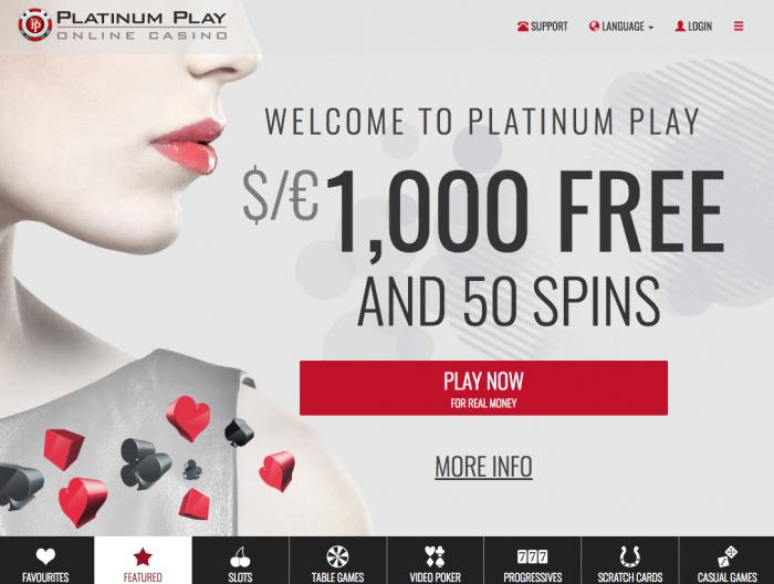 platinum play casino accueil